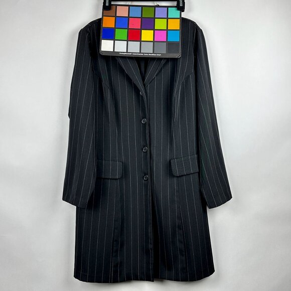 Chelsea Studio Black Pinstripe Long Blazer Coat 18T - ONLY THE COAT (No Pants) - Picture 11 of 11